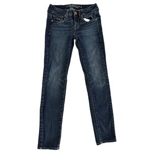 American Eagle | Women's Blue 5-Pocket Design Ankle Skinny Stretch Jeans Size 0